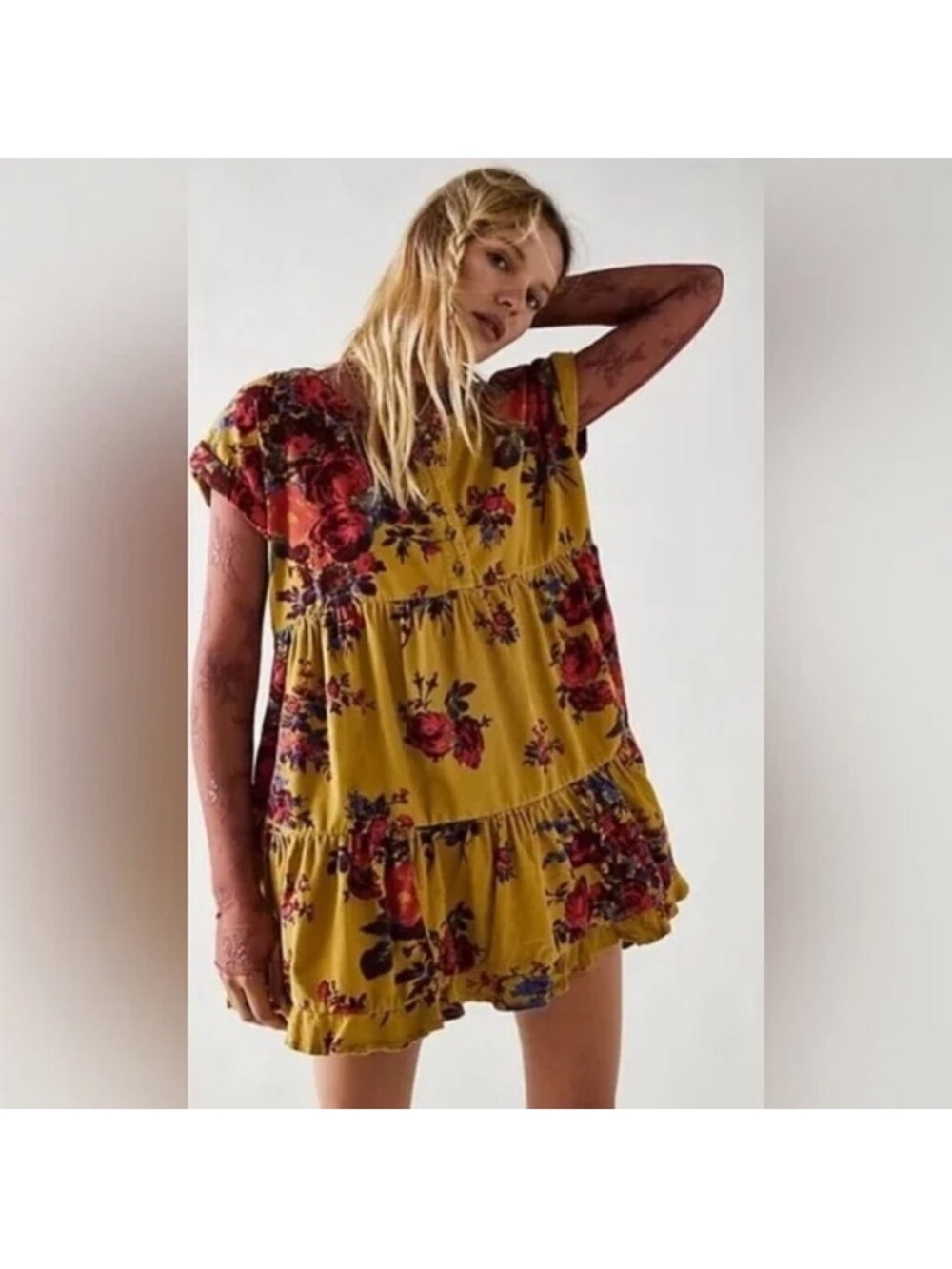 FREE PEOPLE CORDUROY HARPER MINI DRESS WOMENS LARGE